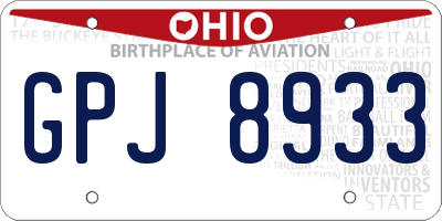 OH license plate GPJ8933