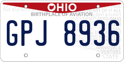 OH license plate GPJ8936