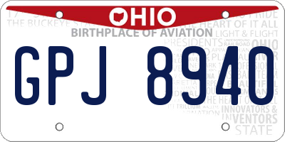 OH license plate GPJ8940