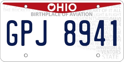 OH license plate GPJ8941
