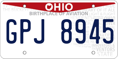 OH license plate GPJ8945