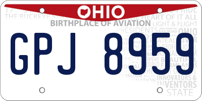 OH license plate GPJ8959