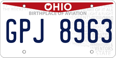 OH license plate GPJ8963