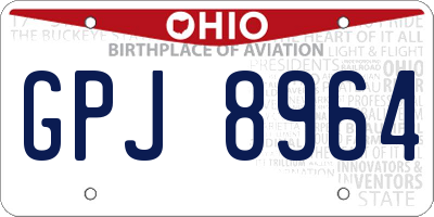 OH license plate GPJ8964
