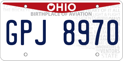 OH license plate GPJ8970