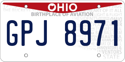 OH license plate GPJ8971