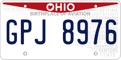 OH license plate GPJ8976