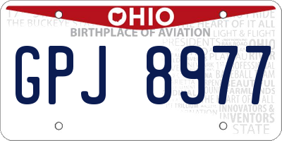 OH license plate GPJ8977