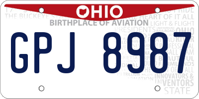 OH license plate GPJ8987