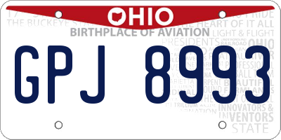 OH license plate GPJ8993