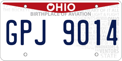 OH license plate GPJ9014