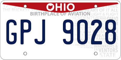 OH license plate GPJ9028
