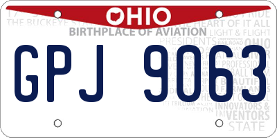 OH license plate GPJ9063