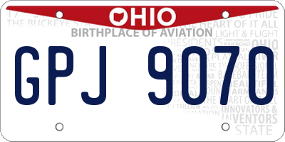 OH license plate GPJ9070