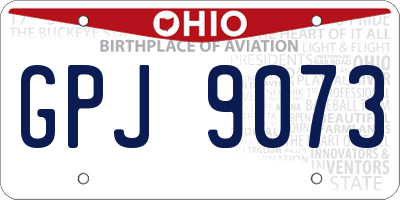OH license plate GPJ9073