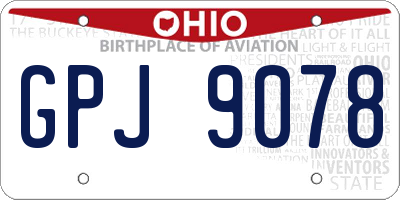 OH license plate GPJ9078