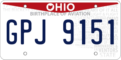 OH license plate GPJ9151