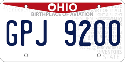 OH license plate GPJ9200