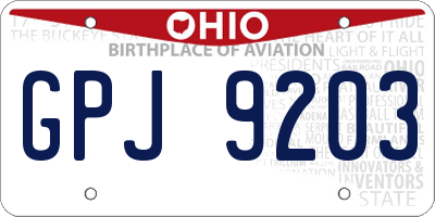 OH license plate GPJ9203