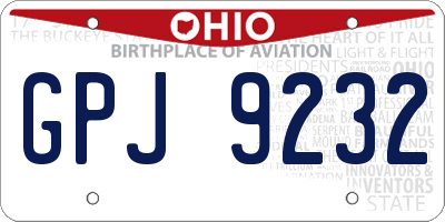 OH license plate GPJ9232