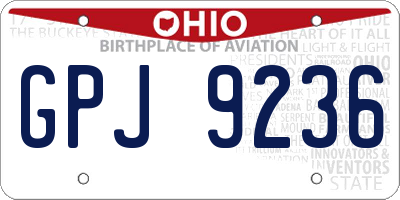 OH license plate GPJ9236