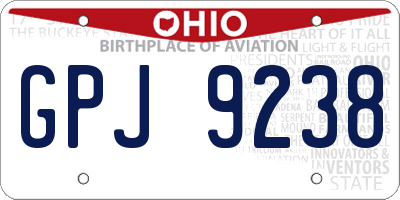 OH license plate GPJ9238