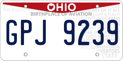 OH license plate GPJ9239