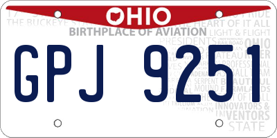 OH license plate GPJ9251