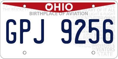 OH license plate GPJ9256
