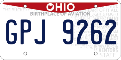 OH license plate GPJ9262