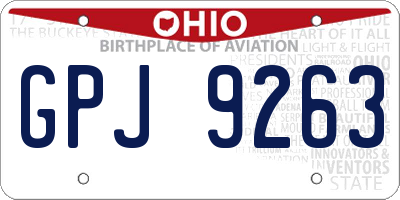 OH license plate GPJ9263