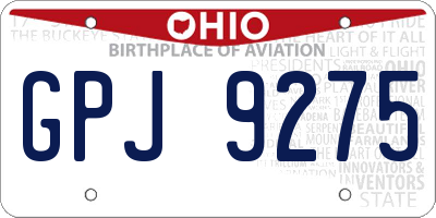 OH license plate GPJ9275