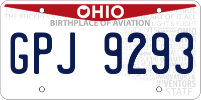 OH license plate GPJ9293