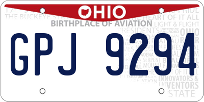 OH license plate GPJ9294