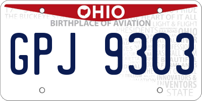 OH license plate GPJ9303