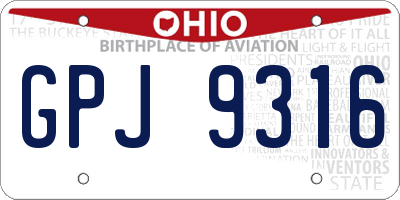 OH license plate GPJ9316