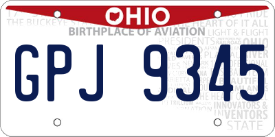 OH license plate GPJ9345