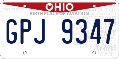 OH license plate GPJ9347