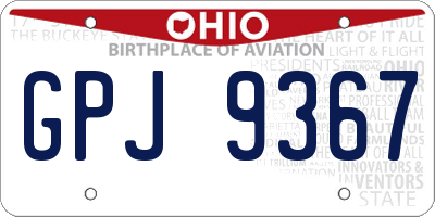 OH license plate GPJ9367