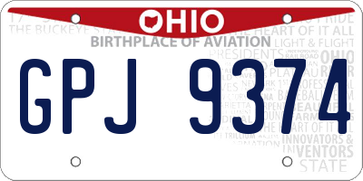 OH license plate GPJ9374