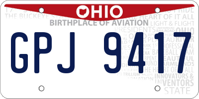 OH license plate GPJ9417