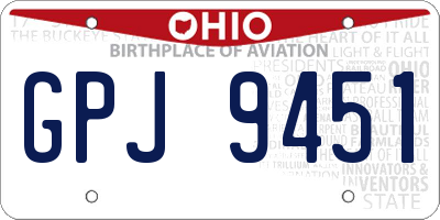 OH license plate GPJ9451