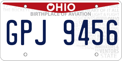 OH license plate GPJ9456