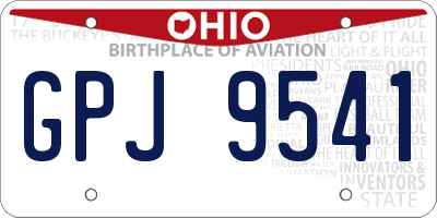 OH license plate GPJ9541