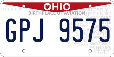 OH license plate GPJ9575