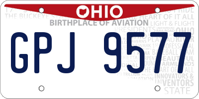 OH license plate GPJ9577