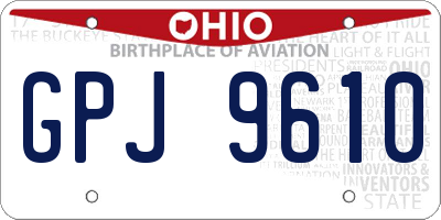 OH license plate GPJ9610