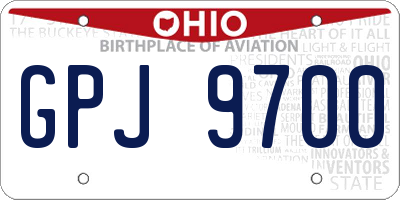 OH license plate GPJ9700