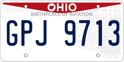 OH license plate GPJ9713