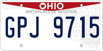OH license plate GPJ9715